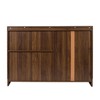 Gulches Modern Sideboard with 2 Sliding Striped Glass Doors - Freestanding Storage Cabinet & Wine Bar, Countertop Organizer for Living Room , Brown - 2 of 4