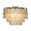 ALOADECOR Unique/Statement Coastal Natural Capiz Shell Round Tiered Chandelier - 3 of 4