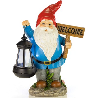 Vp Home Welcome Gnome With Lantern Solar Powered Led Outdoor Decor ...