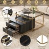 28"W Square Nesting Coffee Table Cocktail Table Center Table with Drawers and Electroplated Gold Legs-ModernLuxe - 4 of 4