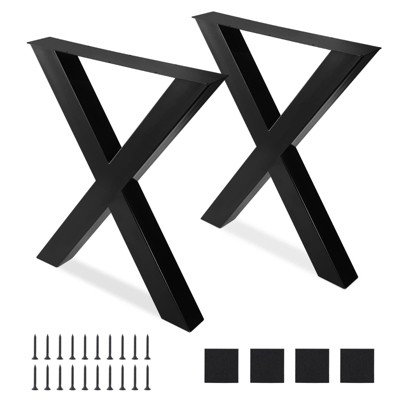 WhizMax 2PCS Metal Table Legs, 28" Height X Type Desk Legs Heavy Duty Desk Table Legs for Dining Table, Coffee Table, Desk with Floor Protectors