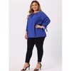 Agnes Orinda Women's Plus Size Tie Tassel V Neck Hollow Bowknot Long Sleeve Casual Blouses - 3 of 4