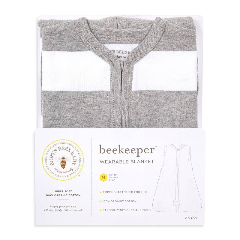 Burt's Bees Baby&#174; Beekeeper&#153; Wearable Blanket Organic Cotton - Rugby Stripes - Gray, 4 of 6