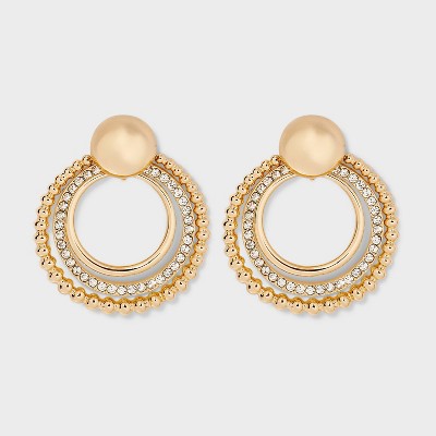 SUGARFIX by BaubleBar Crystal Hoop Earrings - Gold: Zinc Statement Jewelry, 1.5" Length