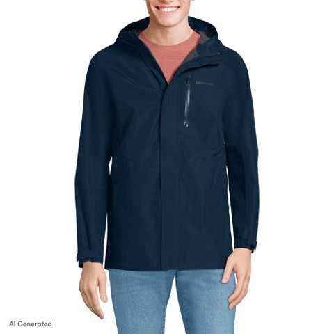 Lands' End Men's Squall Waterproof Packable Shell Rain Jacket - Medium - Radiant Navy