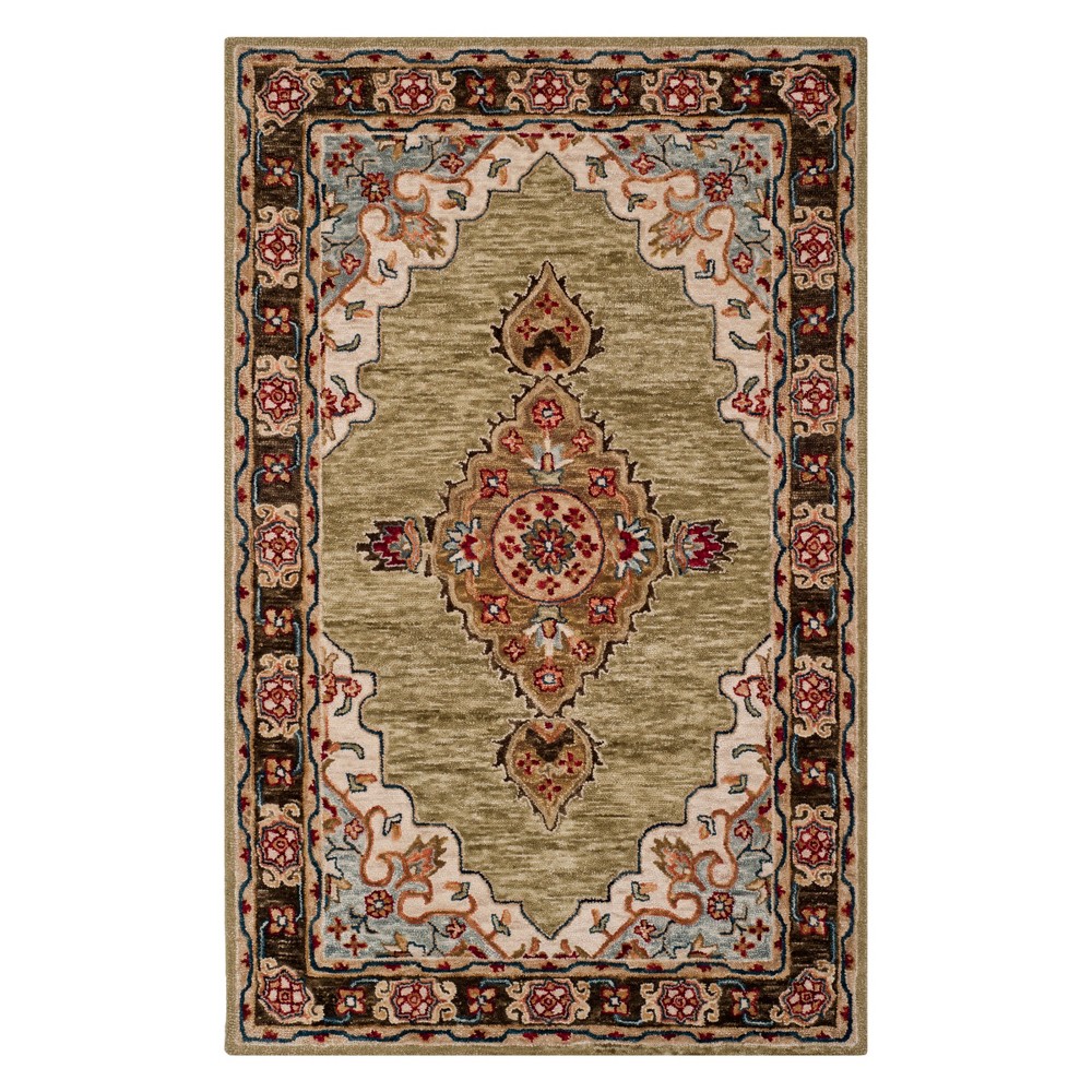 4'x6' Medallion Tufted Area Rug Sage/Brown - Safavieh