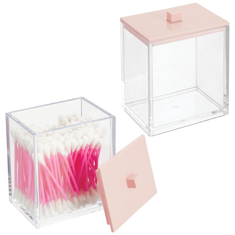 mDesign Plastic Rectangle Apothecary Storage Canister, 2 Pack, 1 of 10