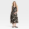 Flutter Short Sleeve Drop Waist Maxi Maternity Dress - Isabel Maternity by Ingrid & Isabel™ Black/Cream Floral - 3 of 3