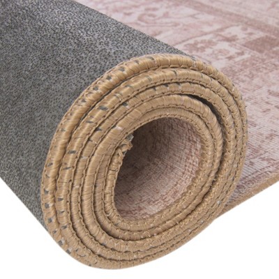 Beige and Light Brown Square Chenille Flat Woven Rug
