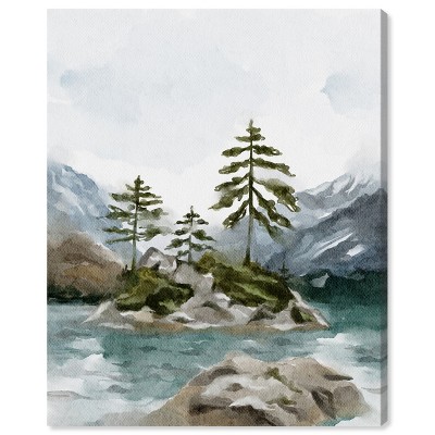 Art Remedy Cold Winter Lake Landscape Wall Art Unframed