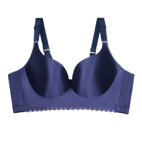 Agnes Orinda Women's Plus Size Adjustable Straps Support Figure Wirefree  Full Coverage Bra Navy Blue 44d : Target