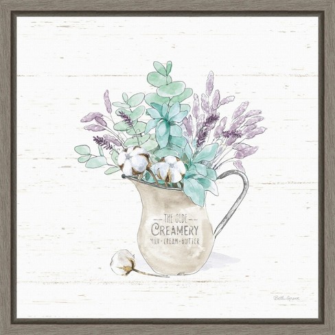 Amanti Art Farmhouse Cotton II Bouquet in Vase by Beth Grove Canvas Wall Art Print Framed 16 x 16-in. - image 1 of 4