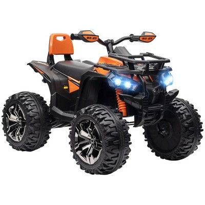 Aosom 12V Kids ATV Ride-on Four-Wheeler Toy Car with Music, Realistic Headlights, Wide Wheels, Rechargeable Battery-Powered for Boys Girls
