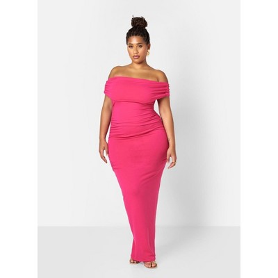 Rebdolls Women's Analise Cotton Over The Shoulder Bodycon Maxi Dress
