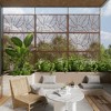 Wooakway 47" x 76" Brown Metal Garden Trellis Privacy Screen Indoor Outdoor Room Divider Lattice Panel - 2 of 4