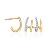Ross-Simons 0.25 ct. t.w. Diamond Multi-Hoop Earrings in 14kt Yellow Gold - 3 of 4