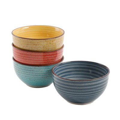 Gibson Home 30oz 4pk Stoneware Color Speckle Pasta Bowl Set