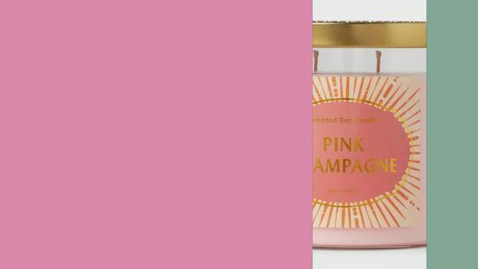 15.1oz Lidded Glass Jar 2-Wick Candle Pink Champagne - Opalhouse&#8482;, 2 of 5, play video