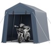 Outdoor Storage Shed, Portable Carport with Roll-up Ventilated Zipper Door and Windows, Heavy Duty Waterproof Tarp, for Motorcycle, Bike - 2 of 4