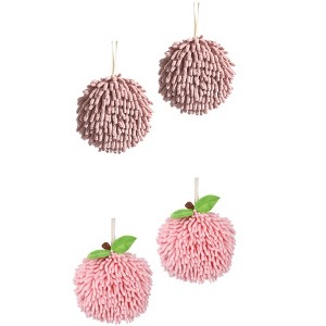 REGALWOVEN Soft Absorbent Fluffy Chenille Ball Bathroom Hand Towels with Wall Hook 4 Pack - 1 of 4