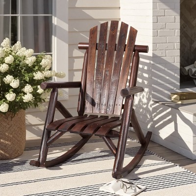 Wooden Outdoor Rocking Chair, Fir Log Porch Rocker for Garden or Patio – Cuddlewood