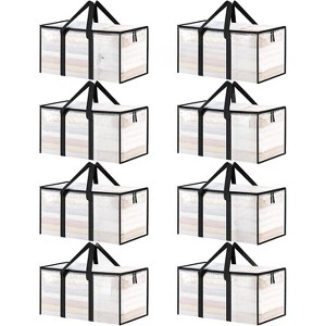 8 Pack Extra Large Heavy Duty Moving Bags, Clear Storage Bins Lids, Reinforced Handles & Heavy-Duty Zippers Moving - 1 of 4