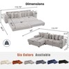 TiramisuBest Modular L Shaped Sofa Corduroy Fabric Sectional Movable Footstool Cup Holders 8 Pillows Side Pocket Bed Mode - 3 of 4