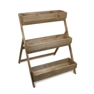 HomeRoots 3 Tier Wooden Shelves Storage Plant Stand