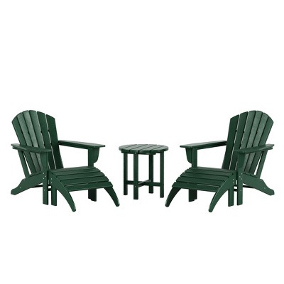 WestinTrends Dylan HDPE Outdoor Patio Adirondack Chairs with Ottomans and Side Table (5-Piece Conversation Set)