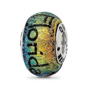 Black Bow Jewelry Florida & Palm Trees Dichroic Glass & Sterling Silver Bead Charm - 1 of 4