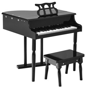Infans 30 Key Classical Kids Piano Wooden Musical Instrument Toy w/ Stand & Stool Black - 1 of 4