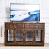 Large Dog Crate Furniture, Double Dog Kennel Furniture with 2 Drawers and Removable Divider, XXL Heavy Duty - 2 of 4