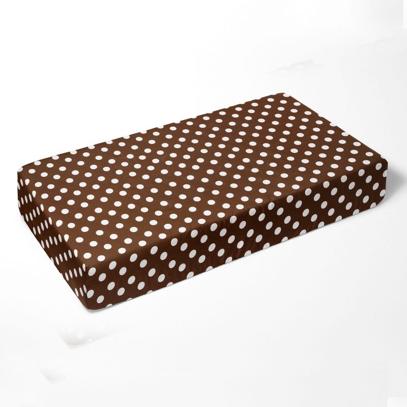 Bacati - Chocolate Medium Dots 100 percent Cotton Universal Baby US Standard Crib or Toddler Bed Fitted Sheet, 3 of 7