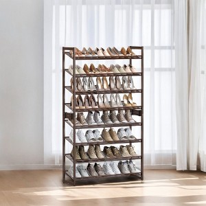 Shoe Rack, 8-Tier Shoe Organizer, Metal Shoe Storage, Entryway, Set of 2, 4-Tier Stackable Shoe Shelf, with Adjustable Flat or Angled Shelves - 1 of 4