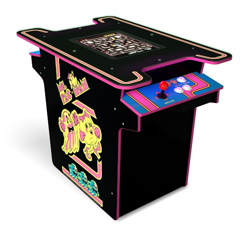 Arcade1Up Ms. PAC-MAN Head-to-Head Arcade Table with 12 Games, Multiplayer Control Panel, and 17-Inch Color LCD Screen, Black Series Edition, 1 of 8