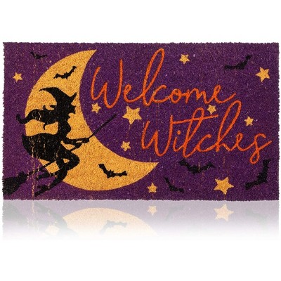 Juvale Halloween Coir Door Mat, 30 x 17 In, Nonslip Welcome Witches Door Mat, Durable Halloween Outdoor Mat for Seasonal Decor