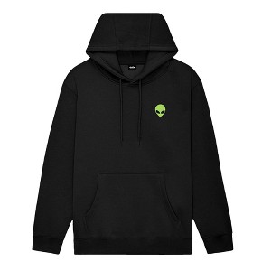 Dalix Alien Embroidery Relaxed Hoodie Soft Fleece Sweatshirt Drawcord Fit Lounge Mens - 1 of 4