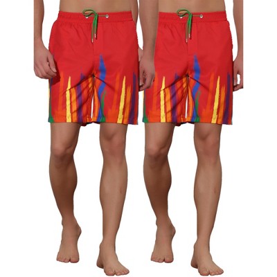 Lars Amadeus Summer Comfortable Elastic Waist Colorful Printed Beach Board Shorts 2 Pcs