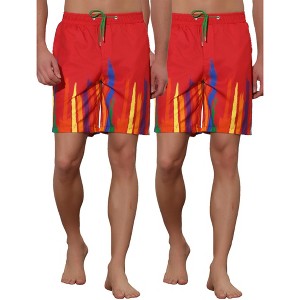 Lars Amadeus Summer Comfortable Elastic Waist Colorful Printed Beach Board Shorts 2 Pcs - 1 of 4