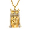 Steeltime 30" 18k gold plated stainless steel simulated diamond king pendant - 2 of 4