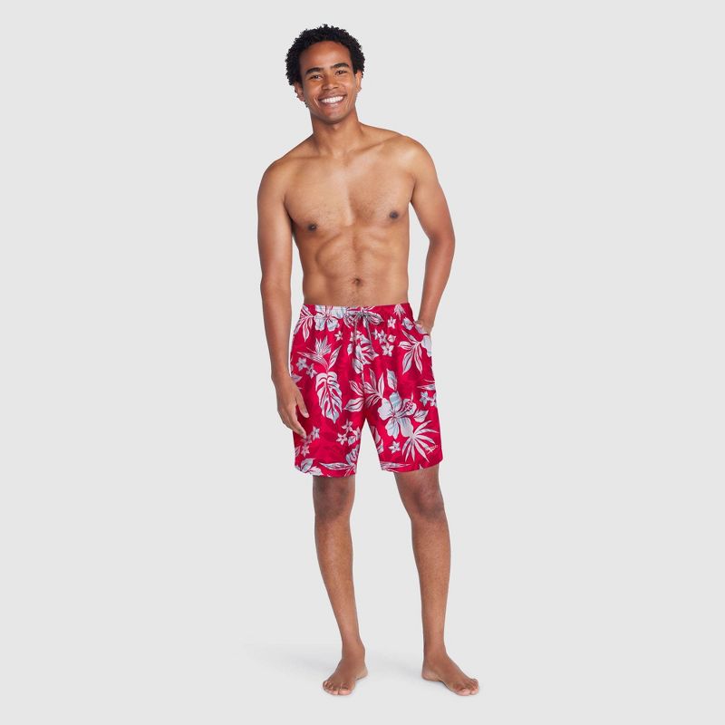Speedo Men&#39;s 7&#34; Floral Print Swim Shorts - Coral Red, 3 of 4