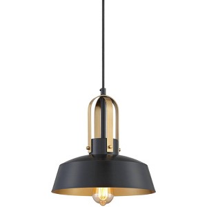 Possini Euro Design Black Warm Brass Mini Pendant Lighting Fixture 12" Wide Farmhouse Rustic for Dining Room House Home Kitchen Island High Ceilings - 1 of 4