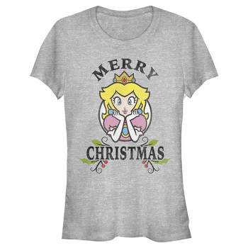 Juniors Womens Nintendo Christmas Princess Peach T-Shirt