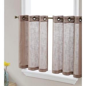 HLC.ME Abbey Faux Linen Semi Sheer Grommet Short Thick Curtain Tiers for Small Windows, Kitchen & Basement, Pair - 1 of 4