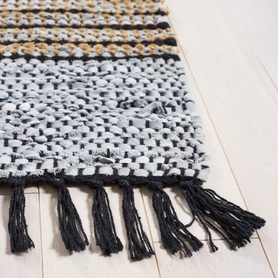 Mod-Chic Gray and Natural Handwoven Cotton-Cowhide Area Rug - 2' x 3'