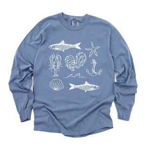 Simply Sage Market Women's Fisherman Collage Long Sleeve Garment Dyed Tee - 1 of 4