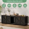 Litter Box Enclosure, Double Cat Litter Box Furniture - 55" Wooden Hidden for 2 Cats with Soft Cushion, Modern Cat Washroom (Black) - 3 of 4