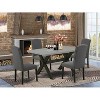 5-Piece Rectangle Natural Oak Finish Solid Wood Top Dining table with 4 Chairs with - 2 of 4