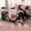 Queen Comforter Set, Black 7 - Piece Bed in a Bag, Pink Floral Bedding with Flat Sheet, Fitted Sheets, Pillowcases Shams - 3 of 4