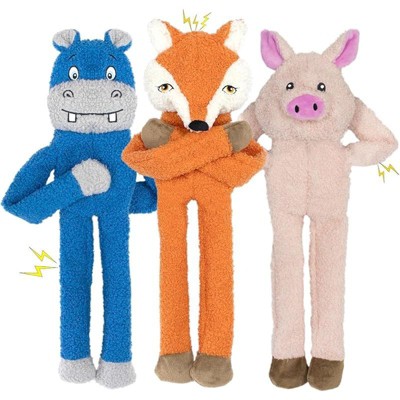 3 Pack No Stuffing Crinkle Squeaky Chew-Resistant Teething Dog Toys for Small & Medium Breeds